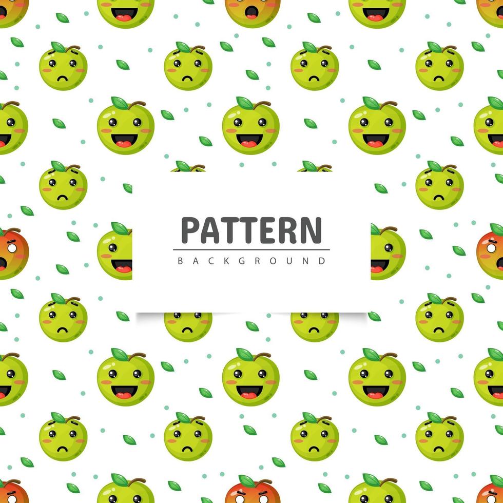 Green apple seamless pattern with expression vector
