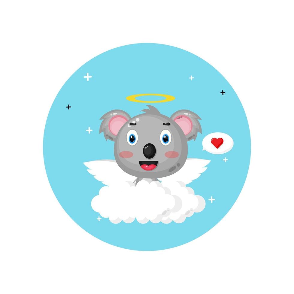 lindo cupido koala vuela por encima de las nubes vector