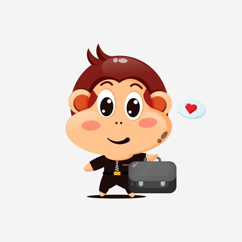 Cute monkey go to work vector