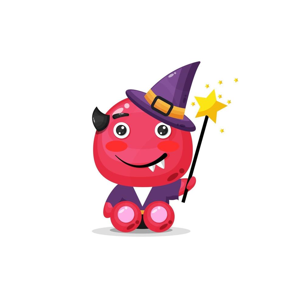 Cute monster becomes a witch vector