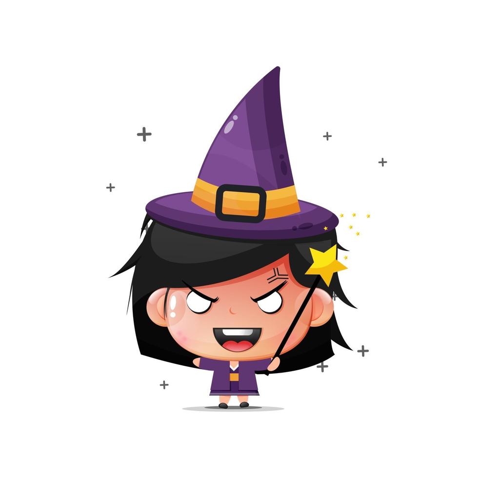 Cute girl becomes a witch vector