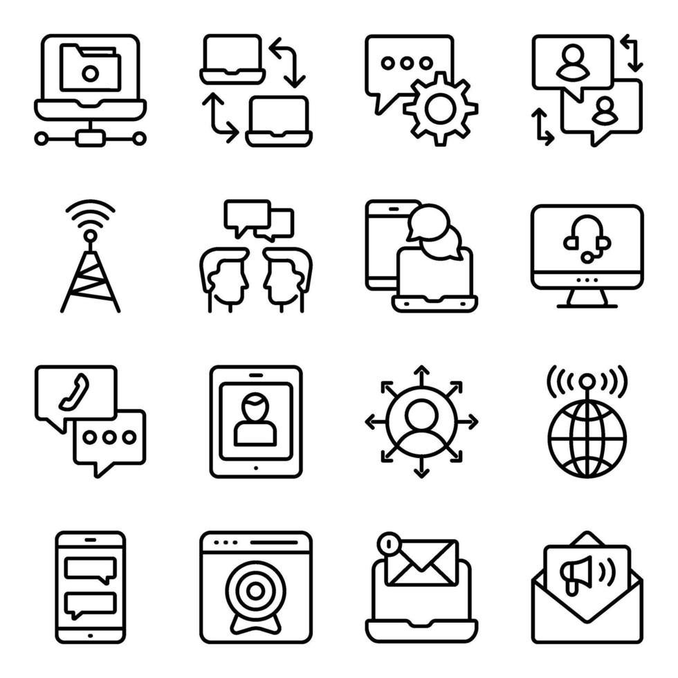 Pack of Data and Networking Linear Icons vector