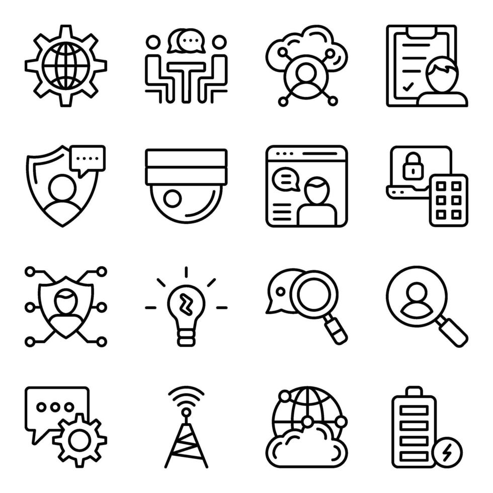 paquete de iconos lineales de redes vector