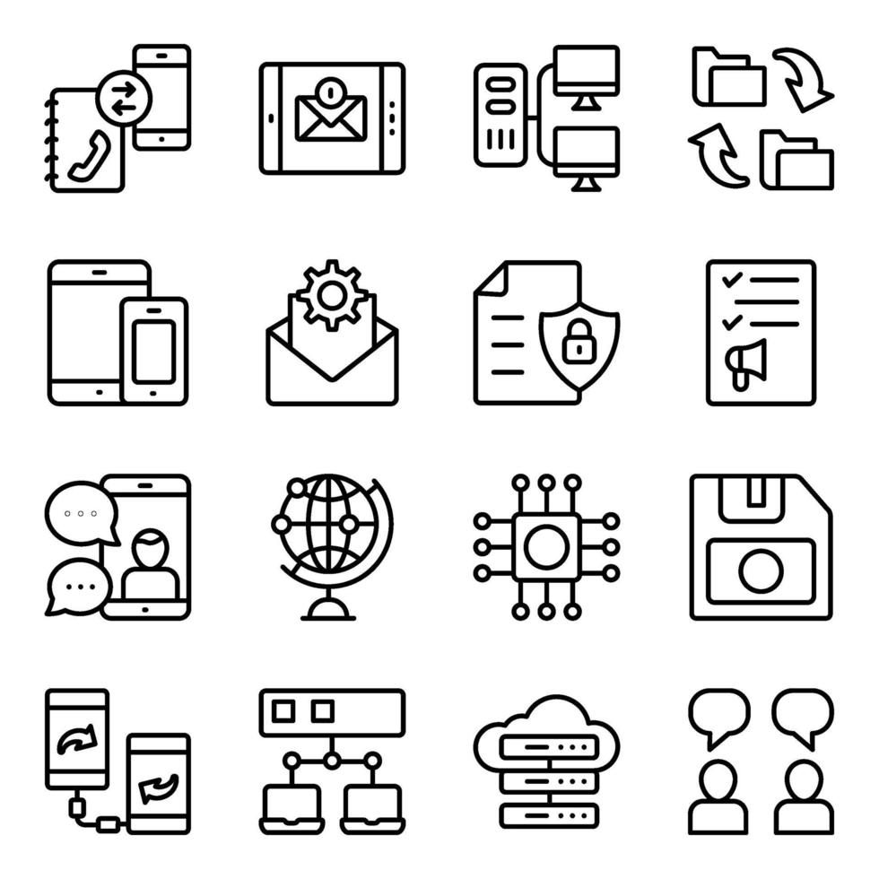 Pack of Devices and Technology Linear Icons vector