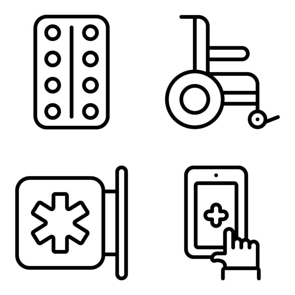 paquete de iconos lineales médicos y sanitarios vector