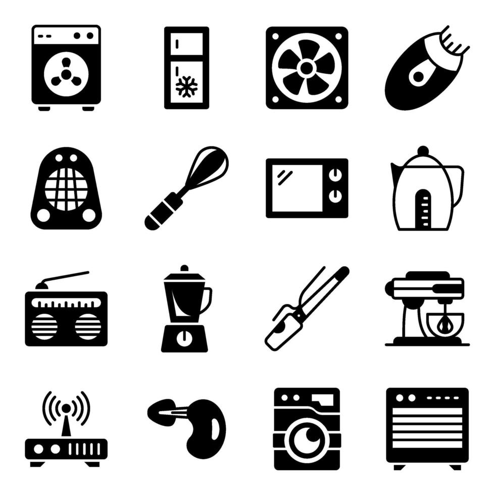 paquete de iconos de glifos de electrodomésticos vector