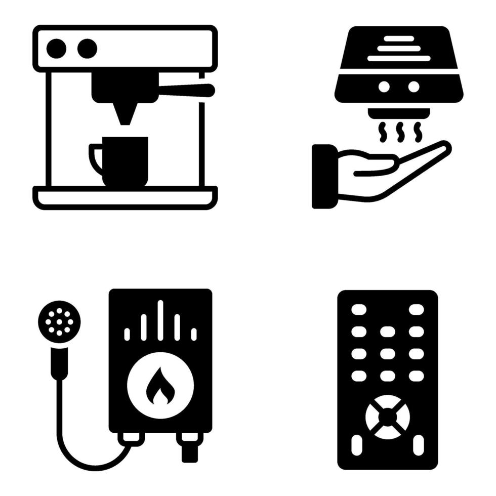 paquete de iconos de glifos de electrodomésticos vector