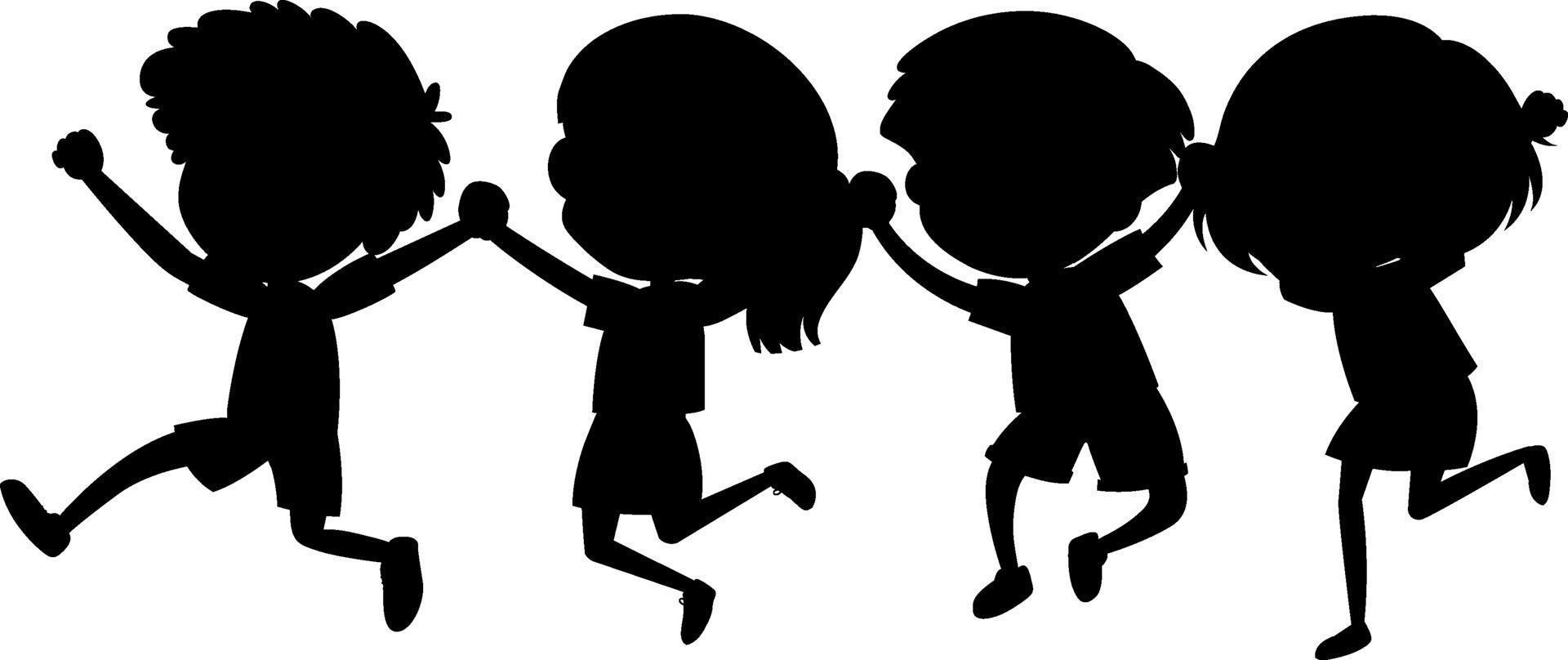 Set of kids silhouette cartoon character vector