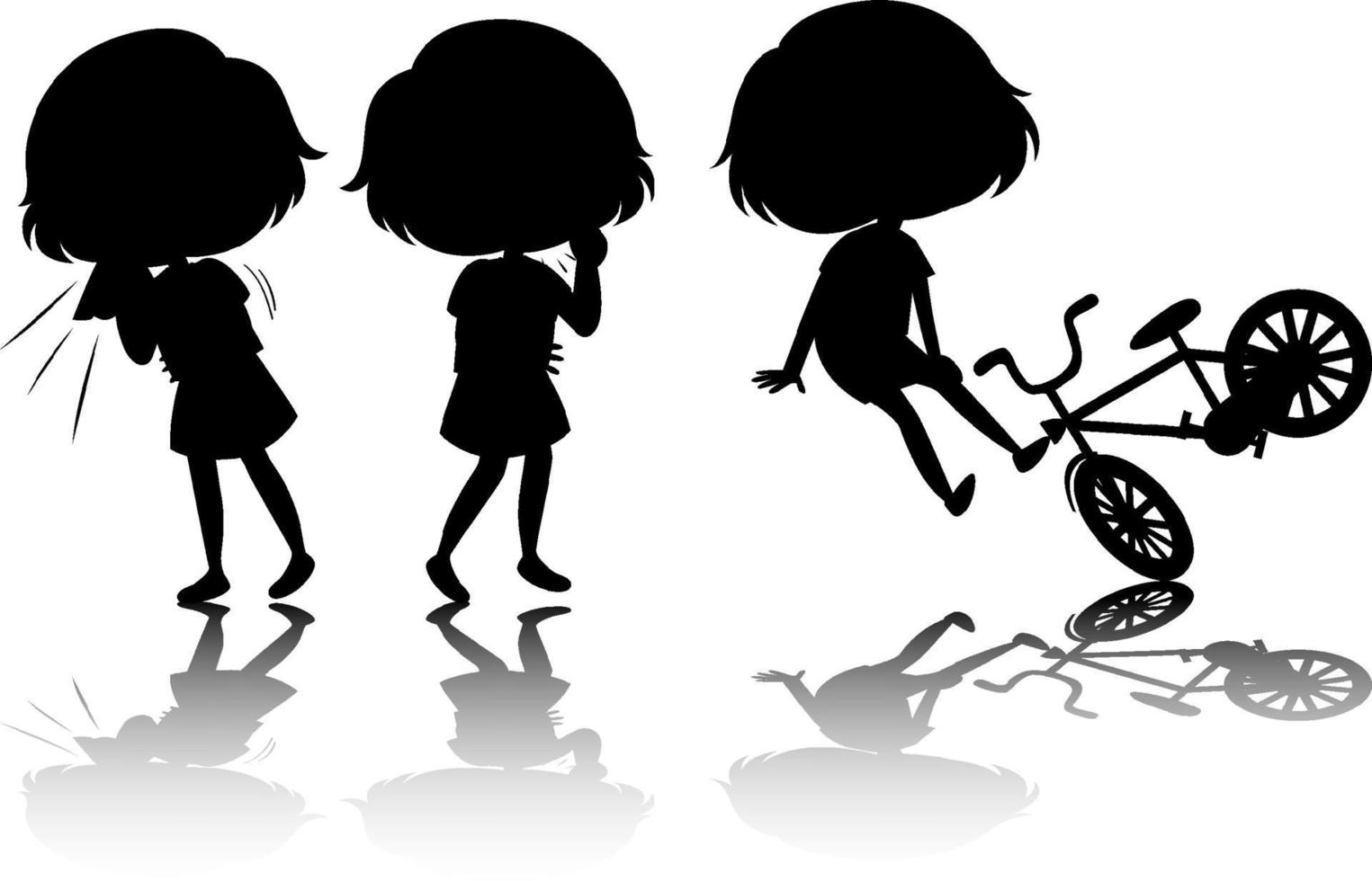 Set of kids silhouette with reflex vector