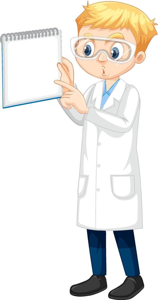 A boy cartoon character wearing laboratory coat vector