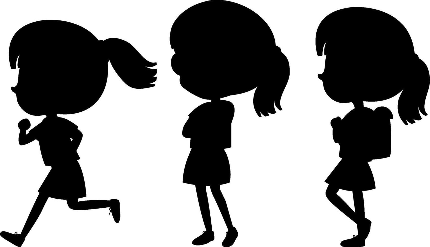 Cartoon character of kids silhouette on white background vector