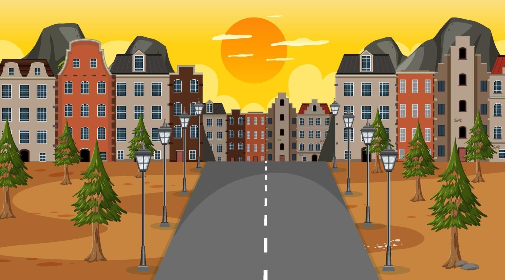 Road to big city scene vector