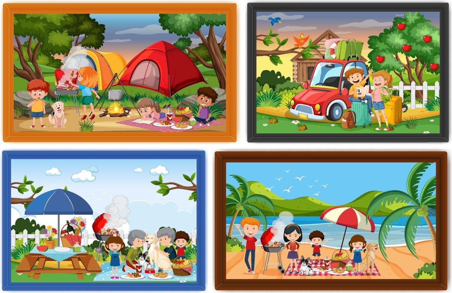 Set of different family photo frames vector