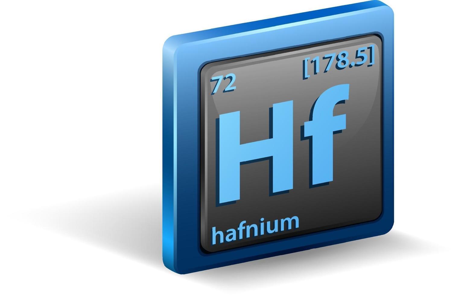 Hafnium chemical element. Chemical symbol with atomic number and atomic mass. vector