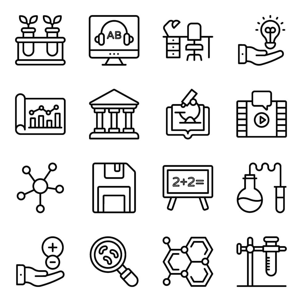 Pack of Science Education Linear Icons vector