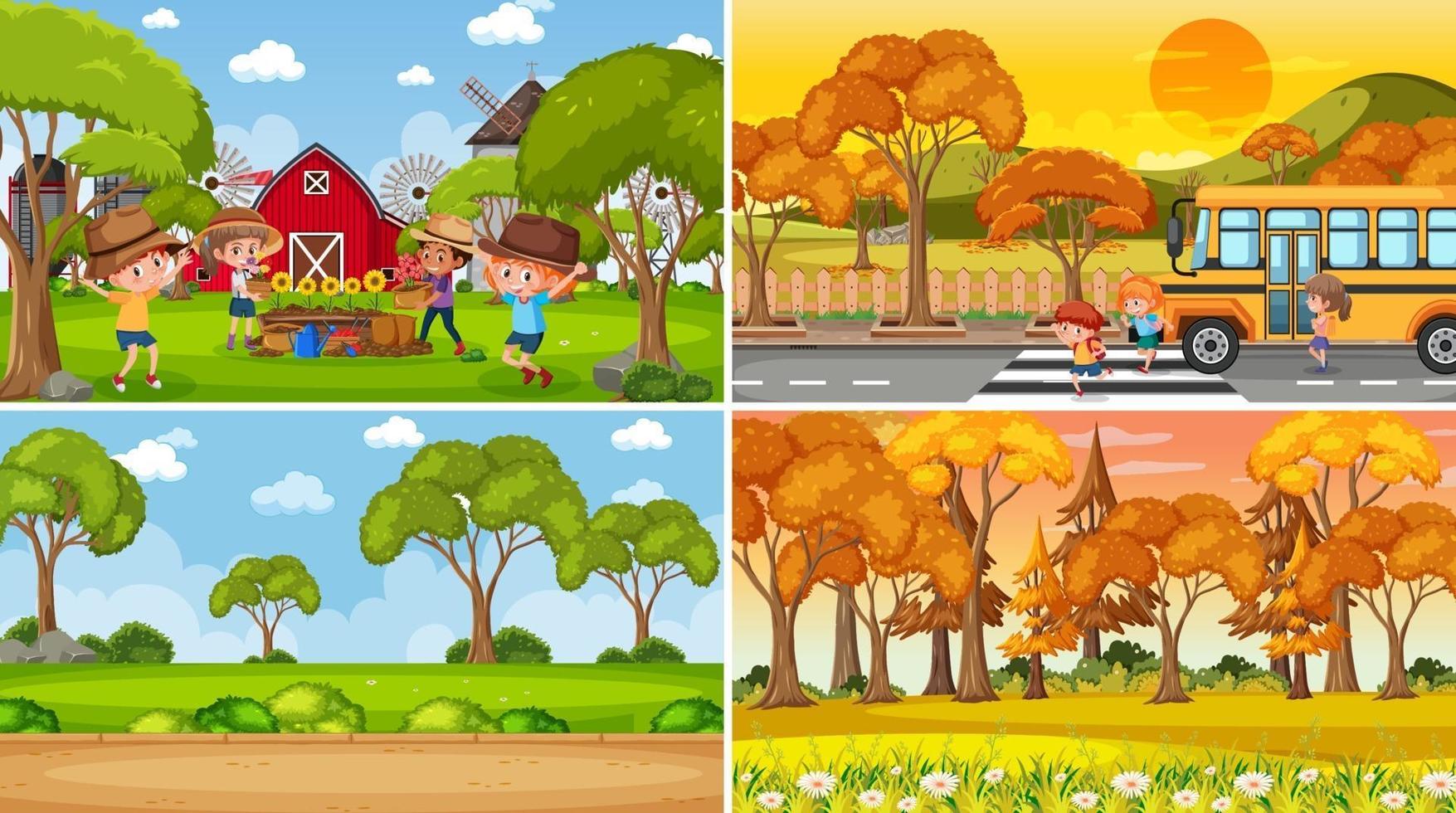 Different background scenes of nature in set vector