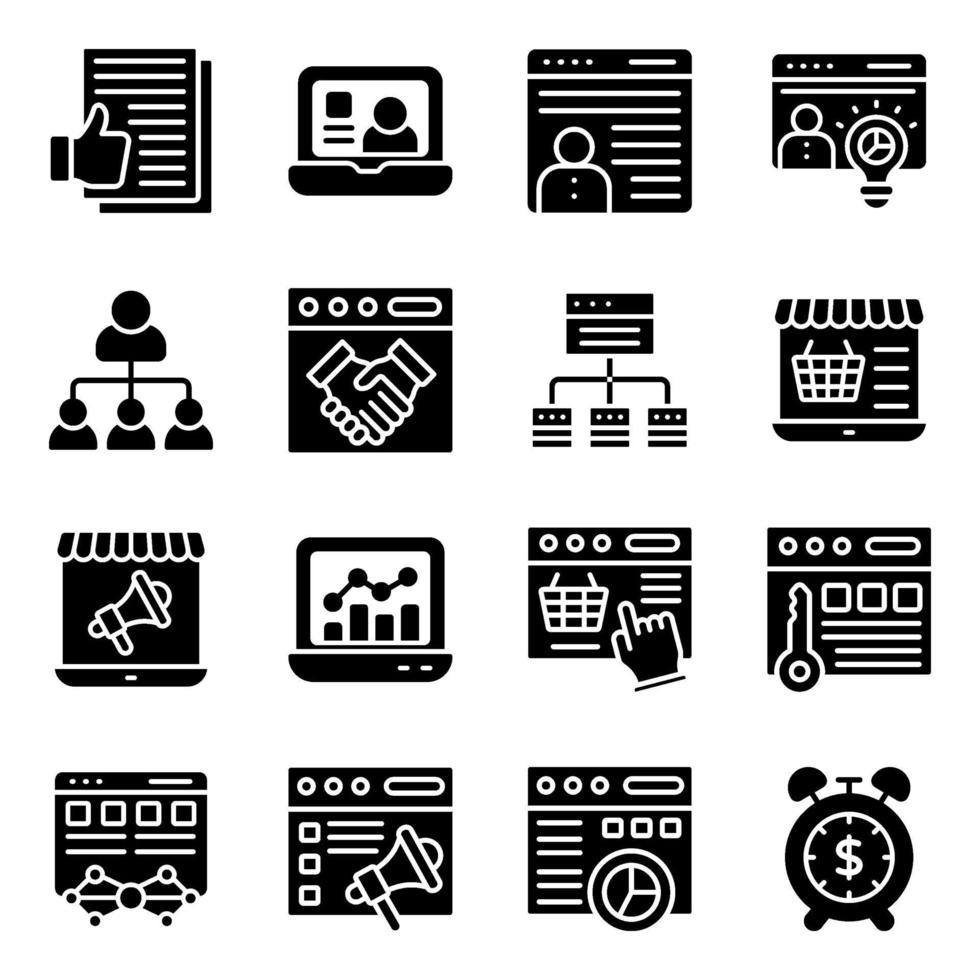 Pack of Business Solid Icons vector