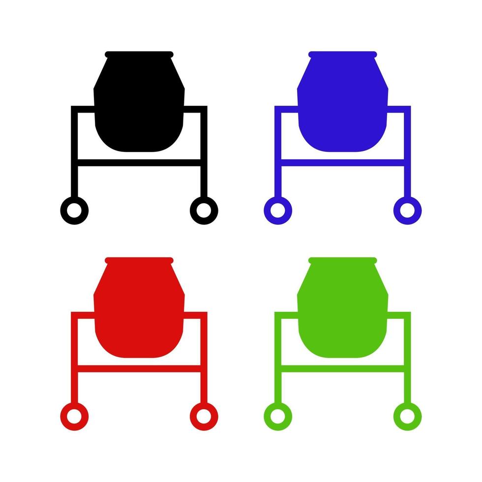 Set Of Concrete Mixer On White Background vector