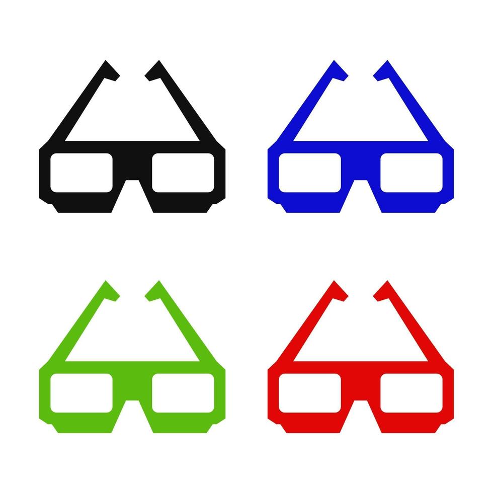 Set Of Cinema Glasses On White Background vector