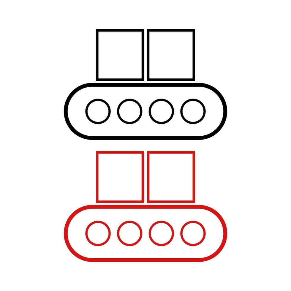 Conjunto de cintas transportadoras sobre fondo blanco. vector