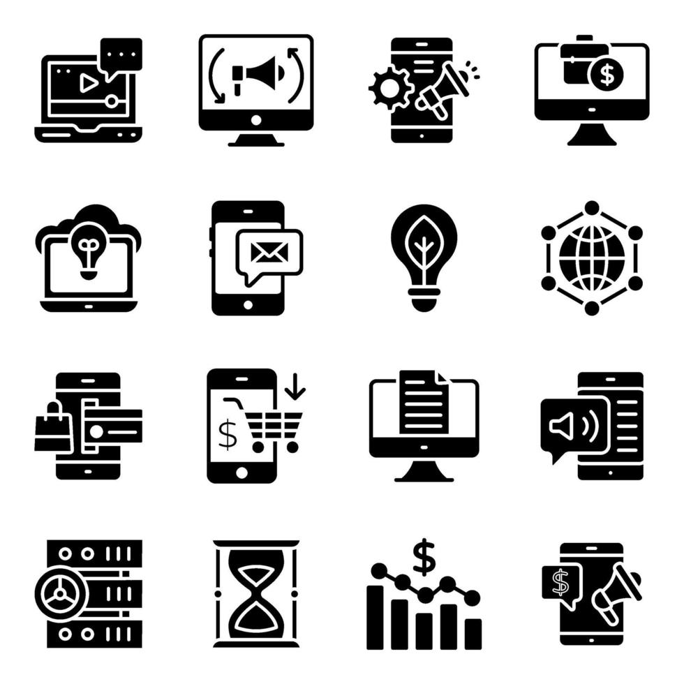 Business and Marketing Solid Icons Pack vector