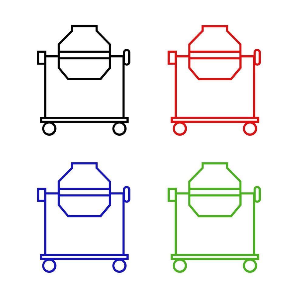Set Of Concrete Mixer On White Background vector