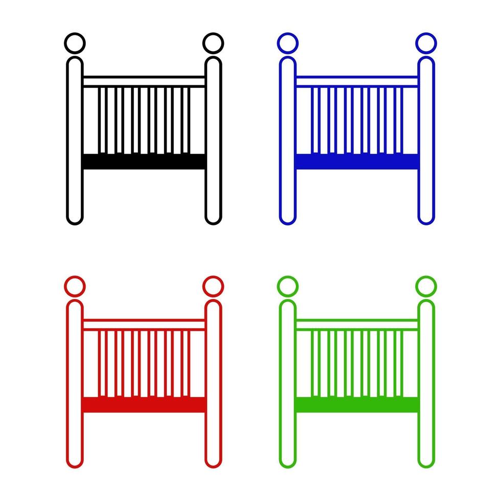 Cot Set On White Background vector