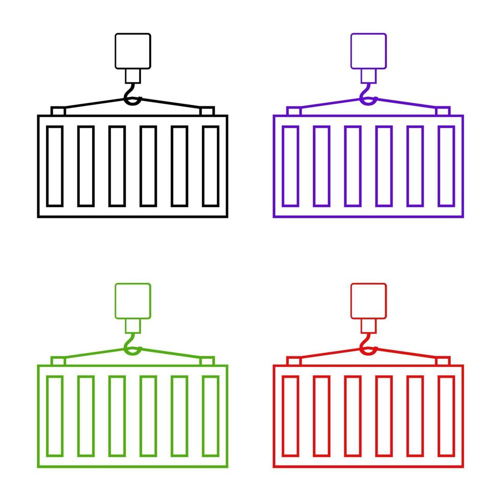 Conjunto de contenedores de carga sobre fondo blanco. vector