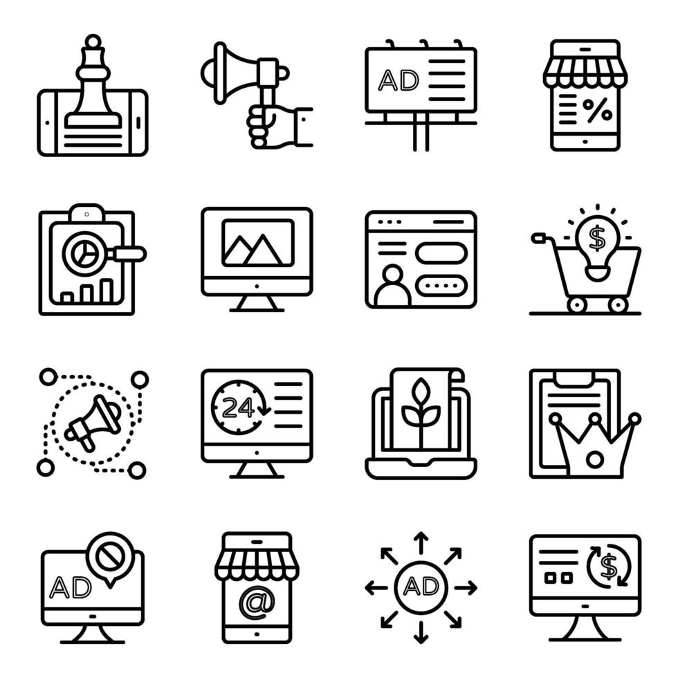 Web and Marketing Linear Icons vector