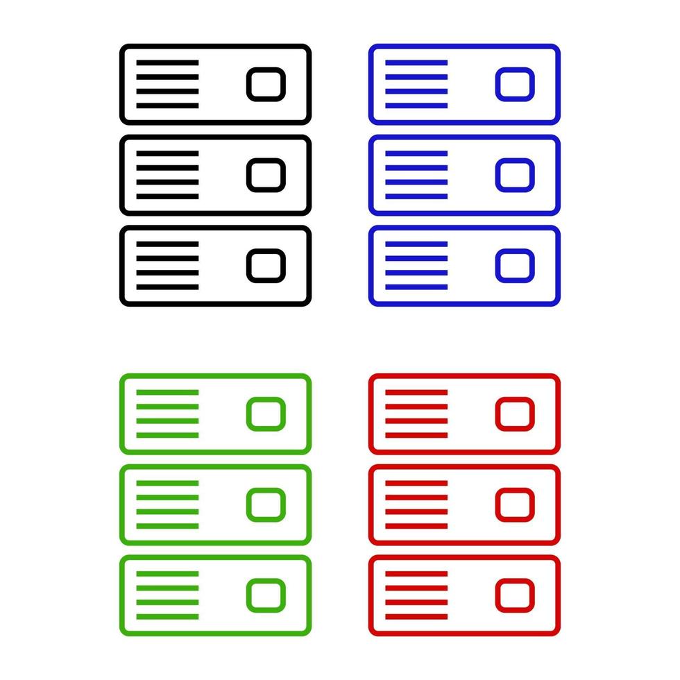 Server Set On White Background vector