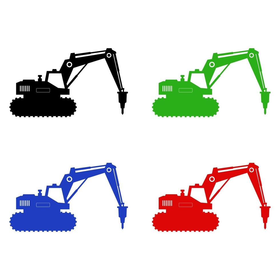 Set Of Excavator On White Background vector