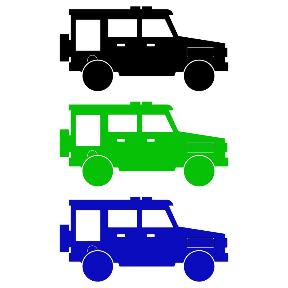 Set Of Jeeps On White Background vector