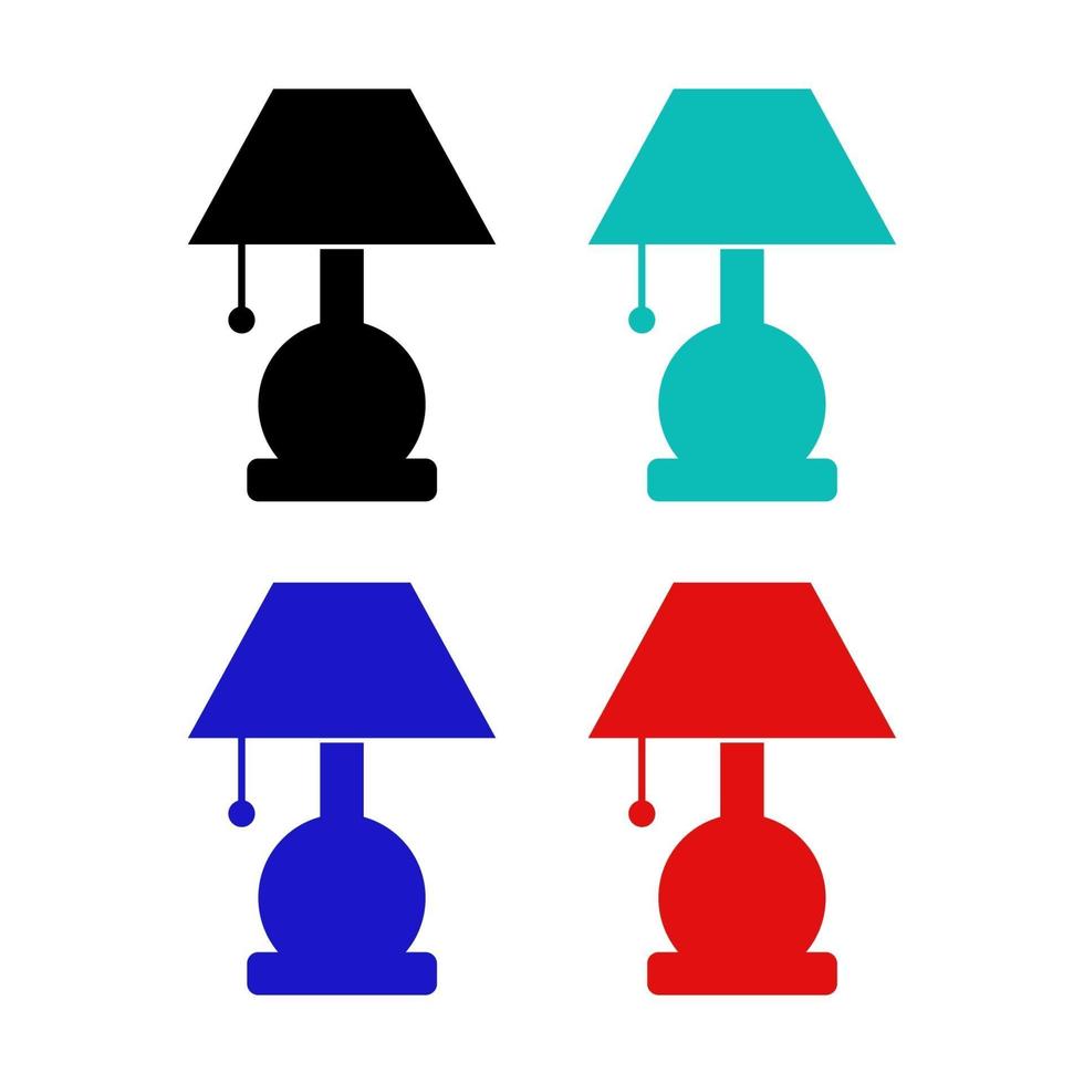 Set Of Bedside Lamp On White Background vector