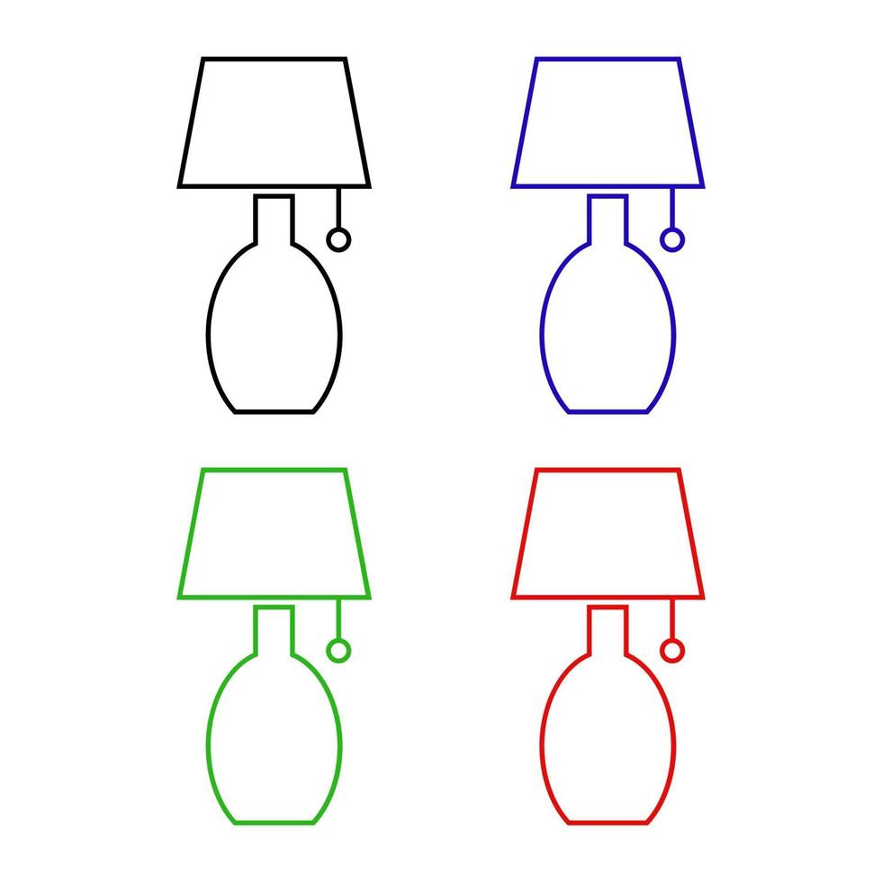 Set Of Bedside Lamp On White Background vector