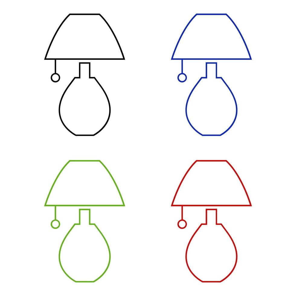Set Of Bedside Lamp On White Background vector
