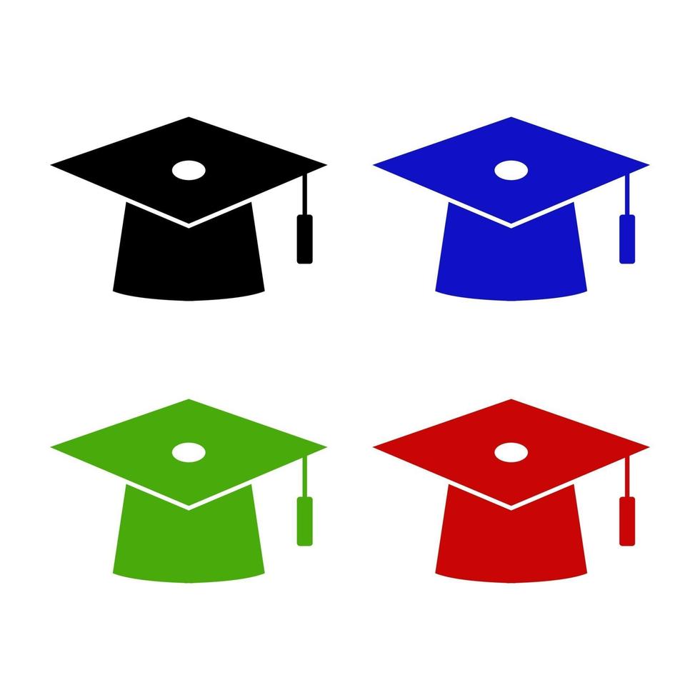 Set Of Graduation Hat On White Background vector