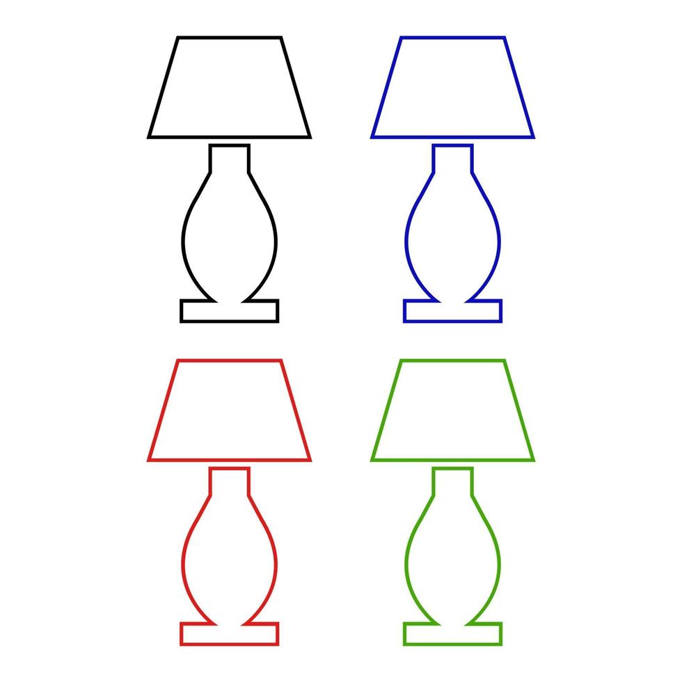 Set Of Bedside Lamp On White Background vector