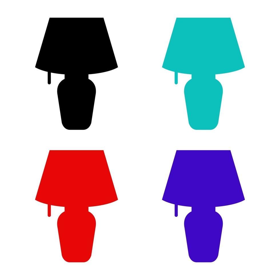 Set Of Bedside Lamp On White Background vector