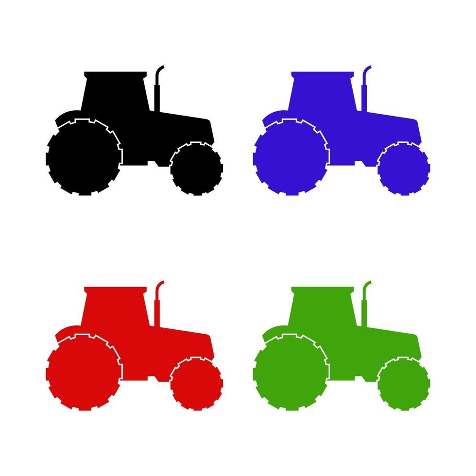 Set Of Tractor On White Background vector