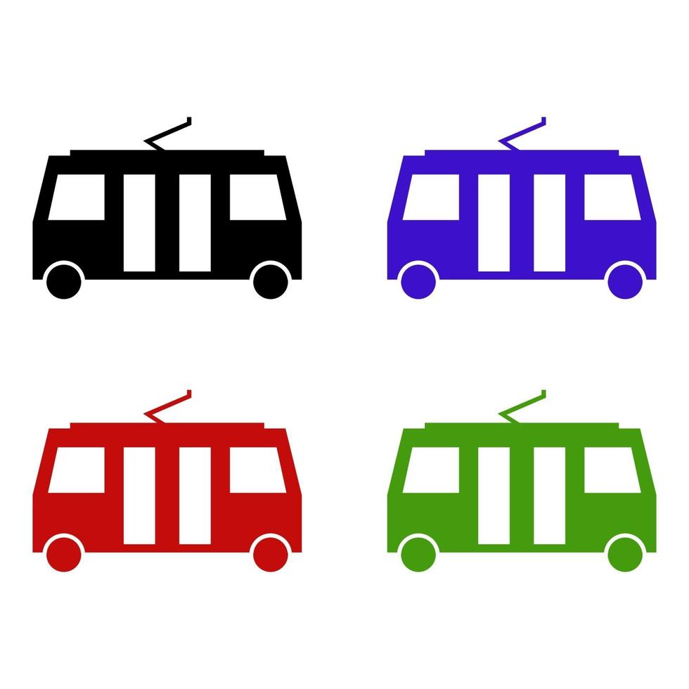 Tram Set On White Background vector