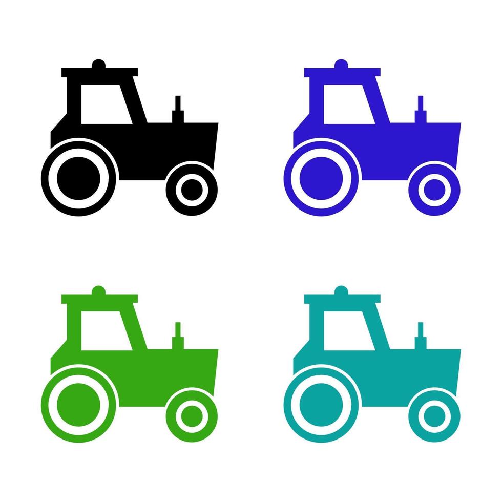 Set Of Tractor On White Background vector