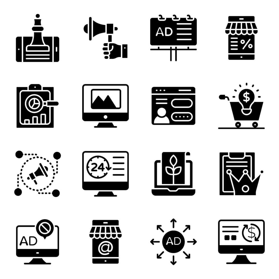 Web and Marketing Solid Icons vector