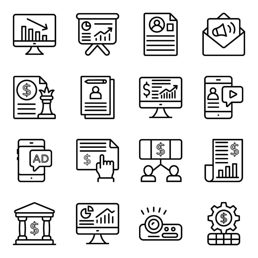 Data Analytics Linear Icons Pack vector