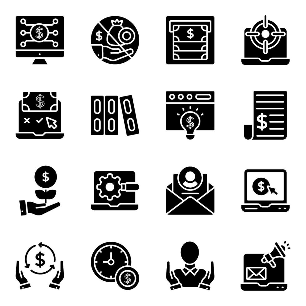 Pack of Fintech Solid Icons vector