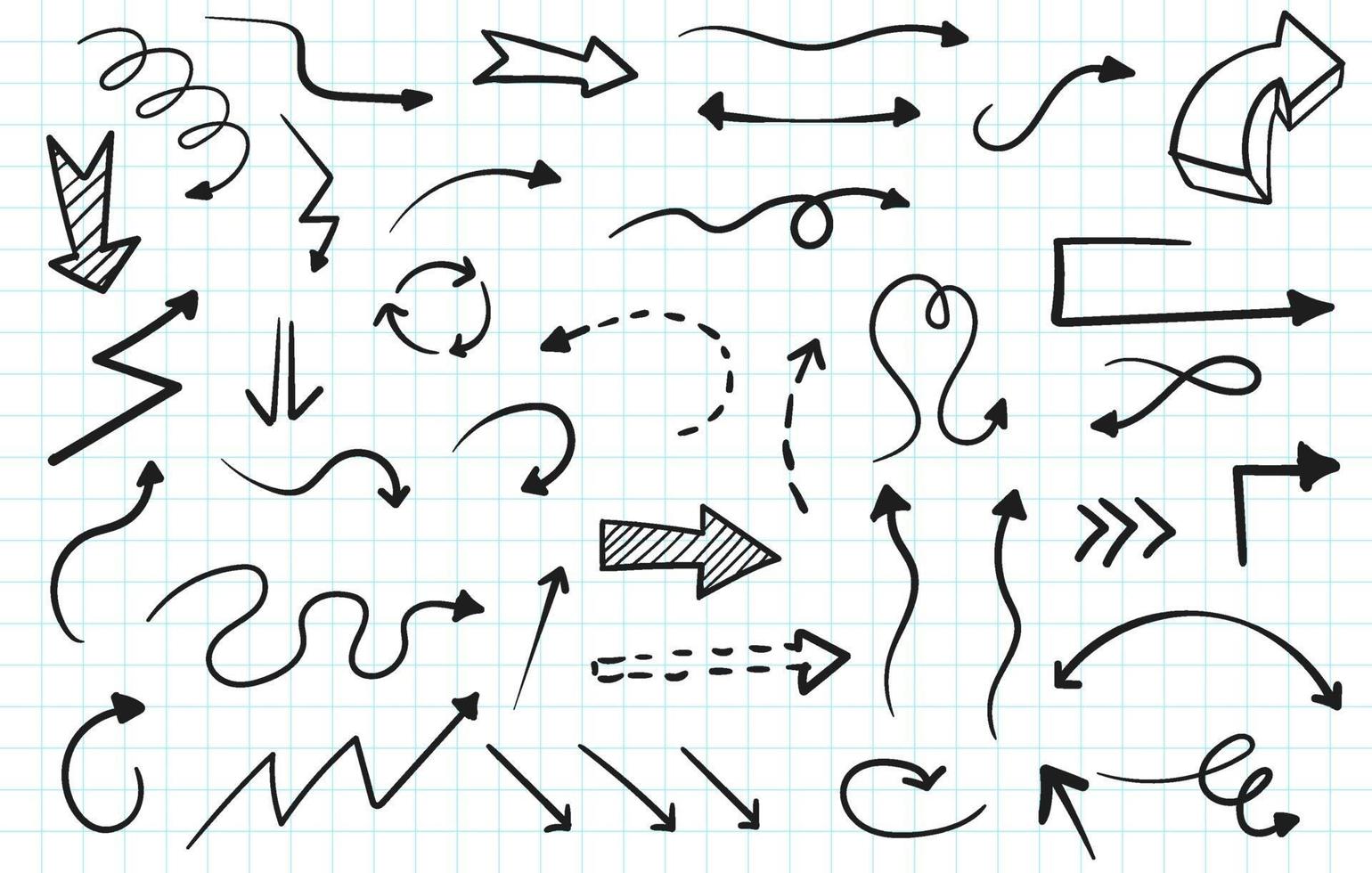 flechas dibujadas a mano doodle colección vector