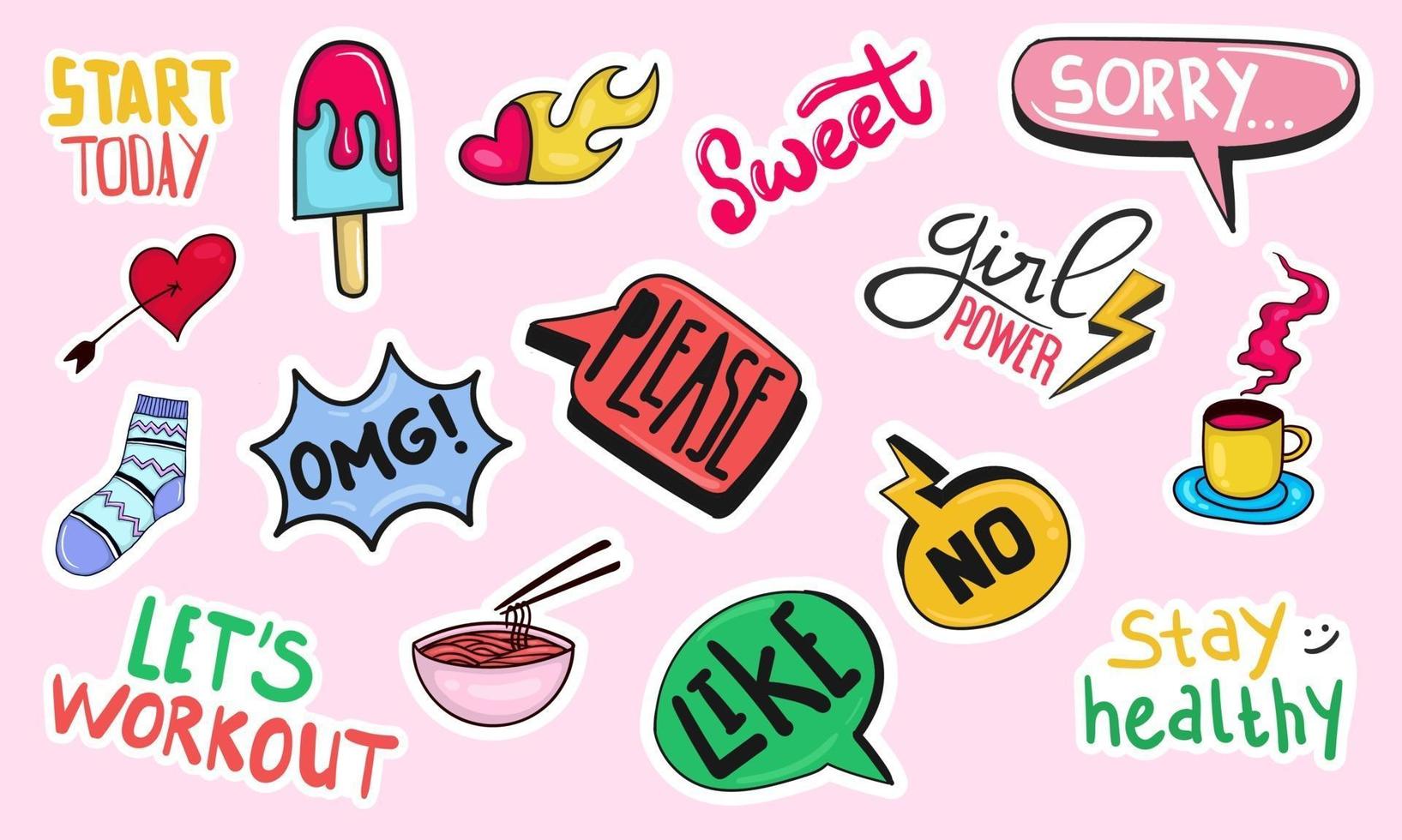 Hand Drawn Daily Stickers Planner vector