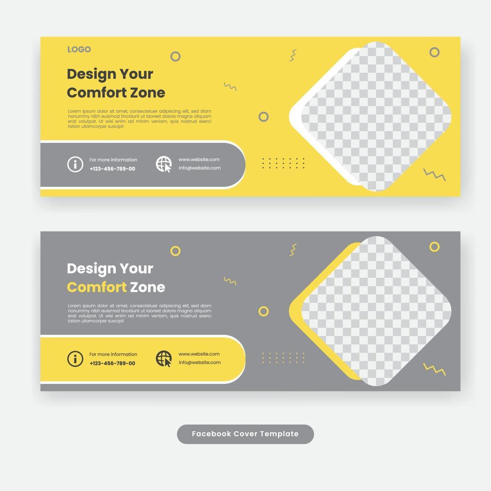 Minimal social media cover furniture template banner vector