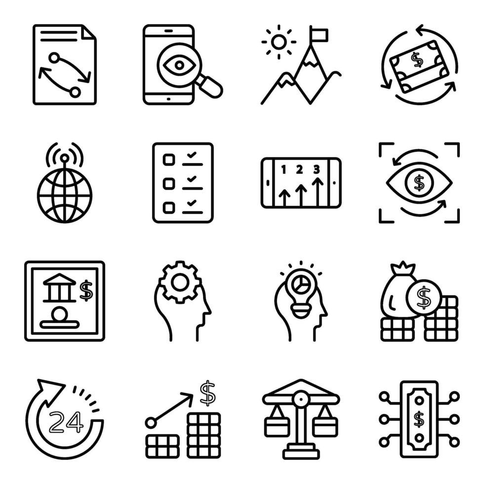 Business and Fintech Linear Icons Pack vector