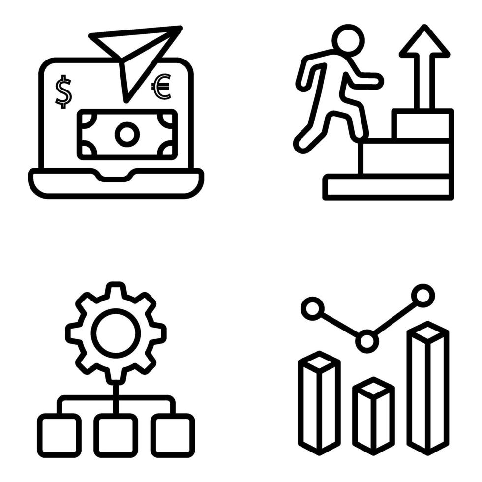 paquete de iconos lineales de datos y negocios vector