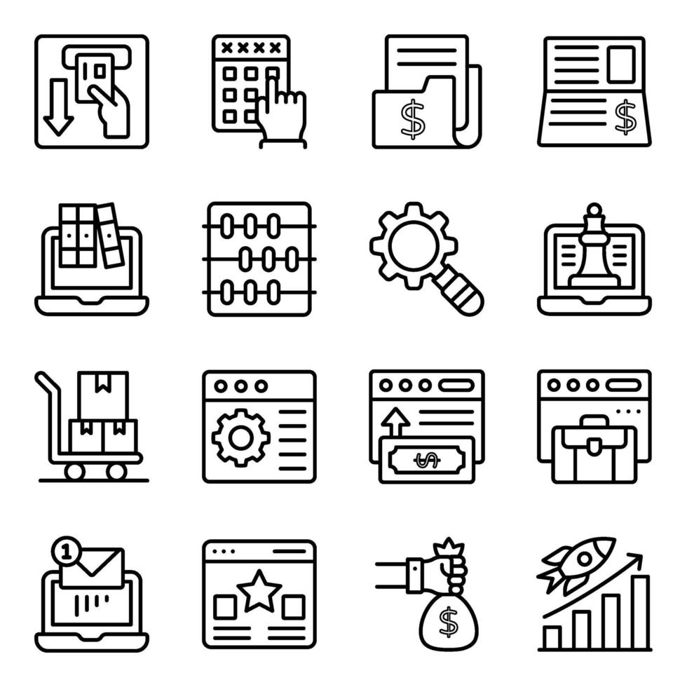 Online Business and Analytics Linear Icons vector